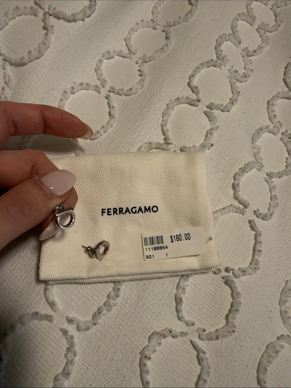 Salvatore Ferragamo Silver Gancini Key Ring Charm